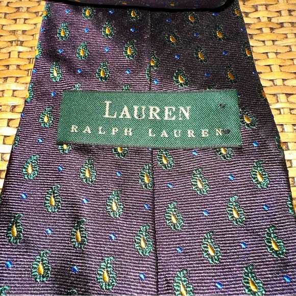 Lauren Ralph Lauren Mens Tie Hand Finish 100% Silk Made In USA Purple Preppy Y2K - Picture 5 of 8